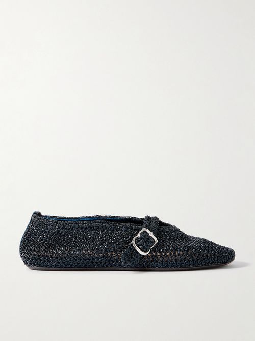 Metallic Crocheted Ballet Flats - Blue