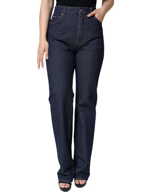 High-Waist Straight Jeans — Navy