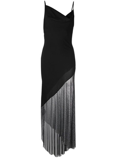 Asymmetric spaghetti-strap maxi dress - Black