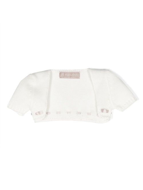 Contrasting-strap cotton bolero - White