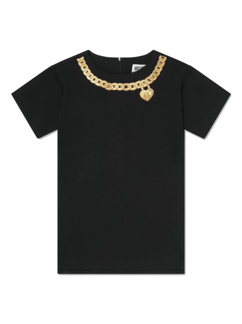 Necklace-print T-shirt dress - Black