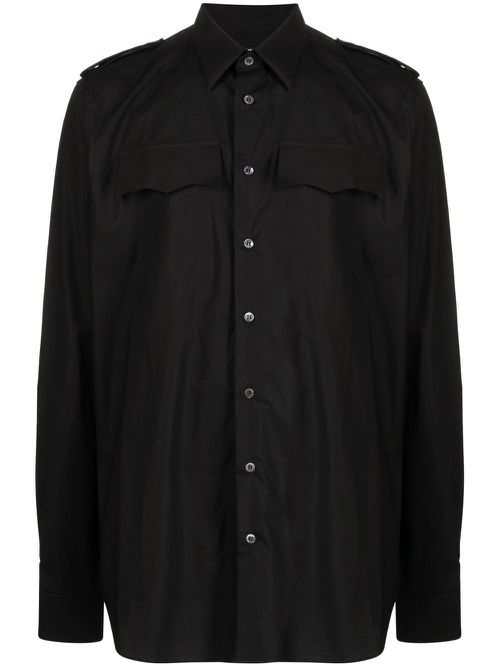 Button-up cotton shirt - Black