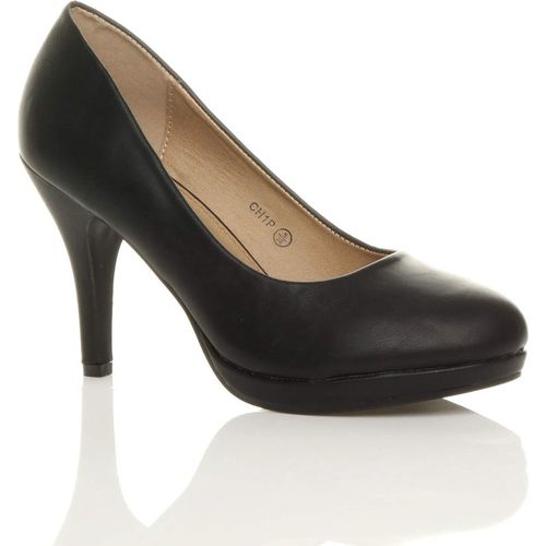 High  Heel  Faux Leather Court Shoes