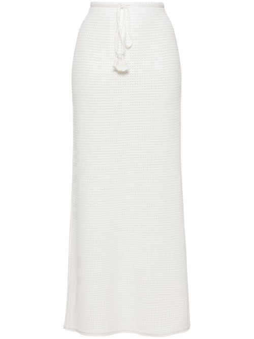 Sequinned pointelle-knit maxi skirt - White