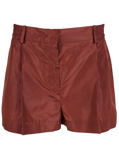 Pressed-Crease Tailored Shorts — Brown
