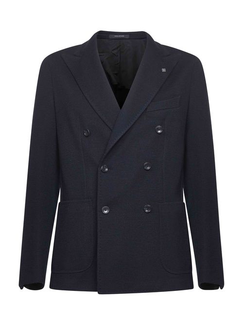 Jersey Double-Breasted Blazer — Navy