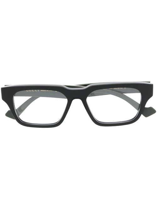 Colour-block square glasses - Black