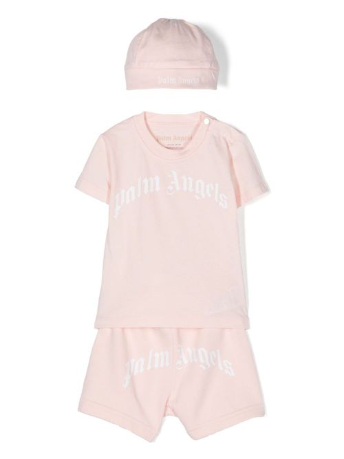 Logo-print cotton babygrow set - Pink