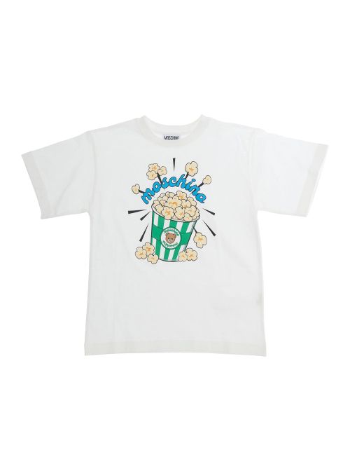 Popcorn Graphic Print T-Shirt — White