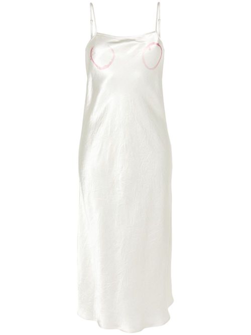 Wine Ring crinkled-satin dress - White
