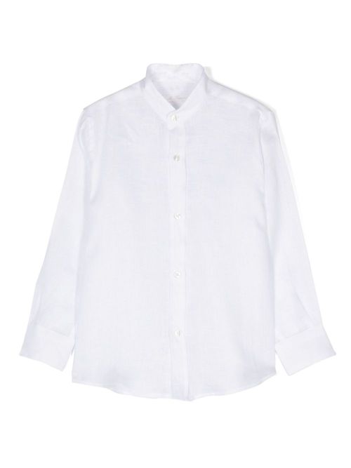 Band-collar slub shirt - White