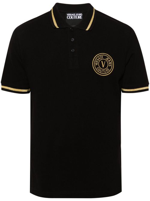 Logo-embroidered cotton polo shirt - Black