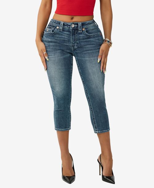 Women's Jennie Skinny Mid-Rise Flap Capri Jeans - Blue Radiance
