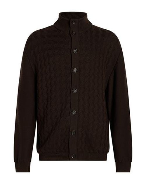 Man Cardigan Chocolate brown Size L Virgin Wool