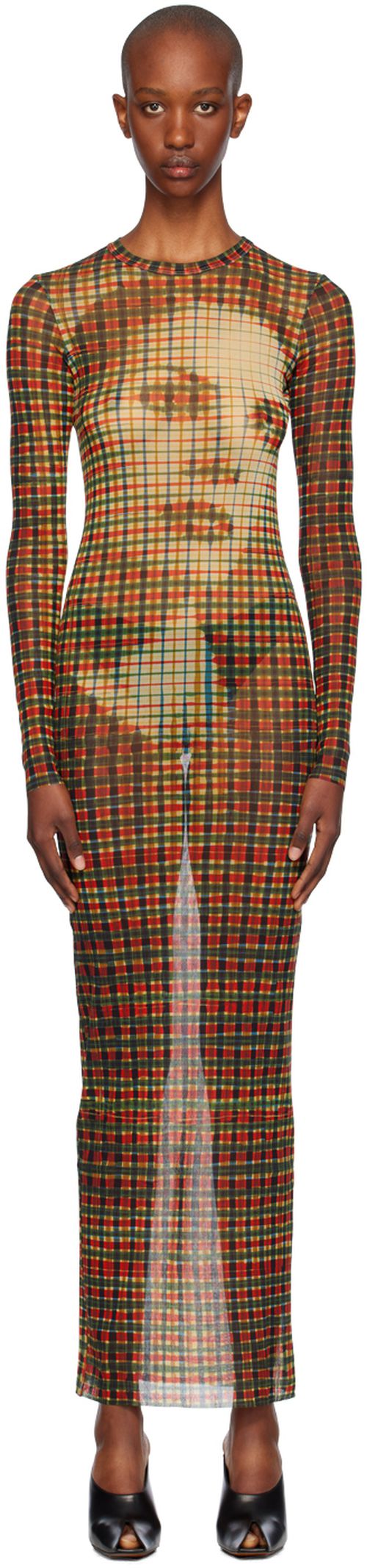 Jean Paul Gaultier Multicolor Tartan Face Maxi Dress