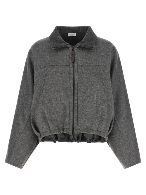 Virgin Wool Cropped Jacket — Gray