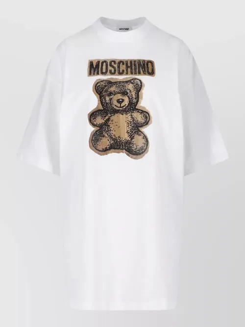 Moschino - crew neck graphic print knee length top