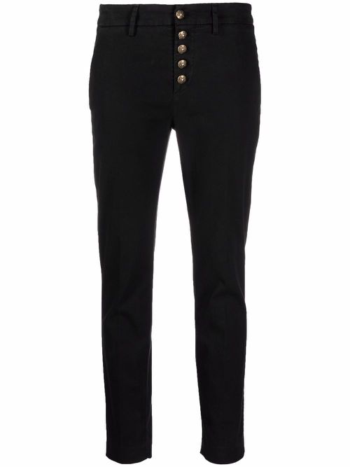 Slim-cut cropped trousers - Black