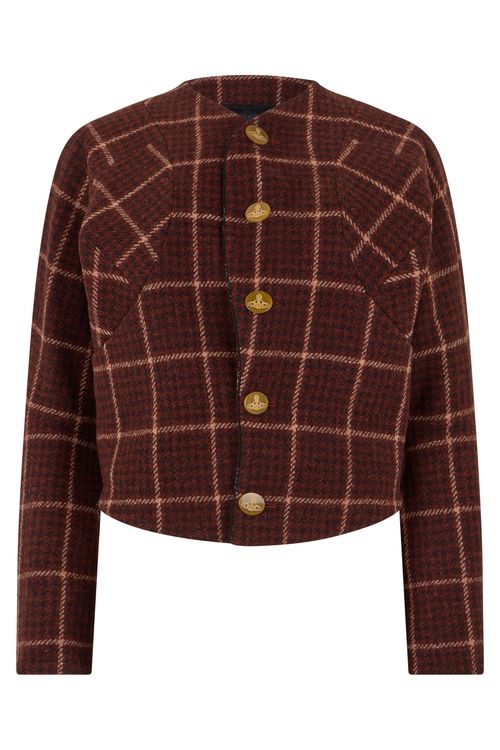 'Pourpoint' Jacket in Virgin Wool with Harris Tweed Tartan Pattern