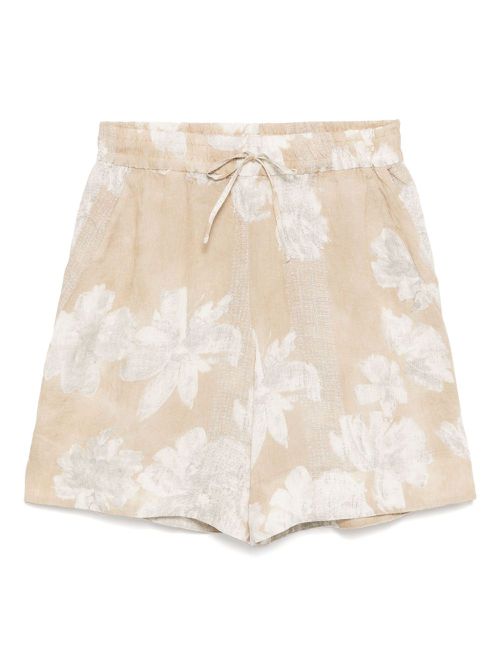 Floral-printed shorts - Brown