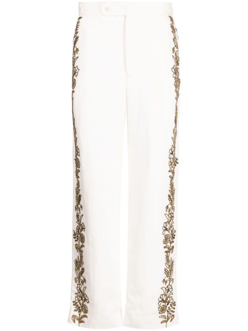 Beaded straight-leg trousers - Neutrals