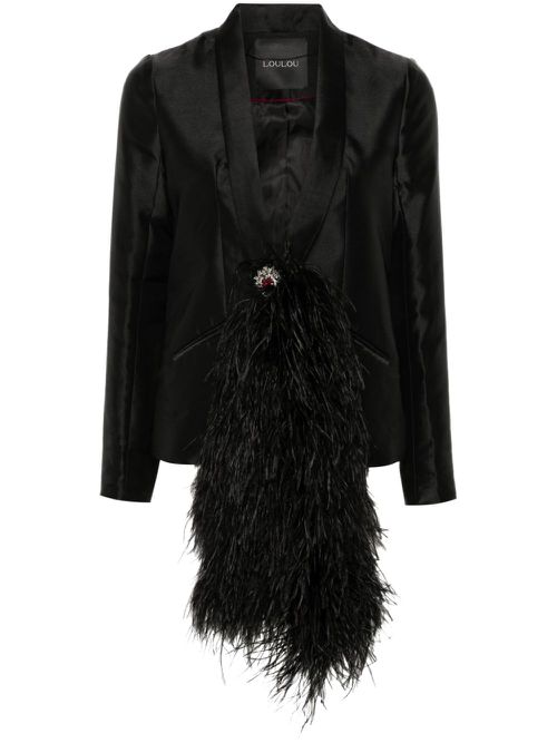 Feather-sash blazer - Black