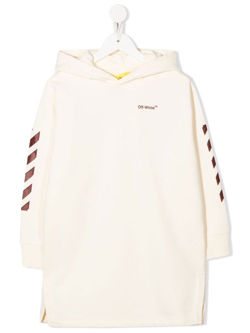 Logo-print hoodie dress - Neutrals
