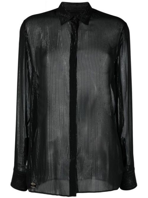 Semi-sheer button-down shirt