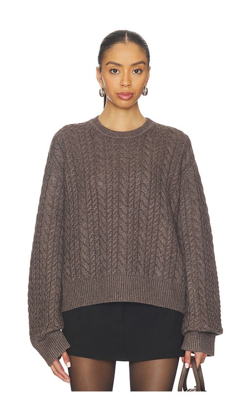 EAVES Laci Cable Crewneck in Hickory. S also in XS, XXS, M