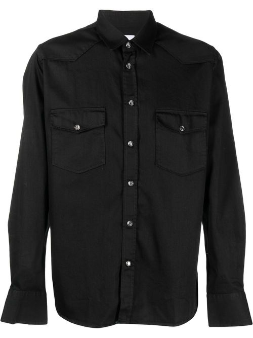 Flap-pockets button-up shirt - Black