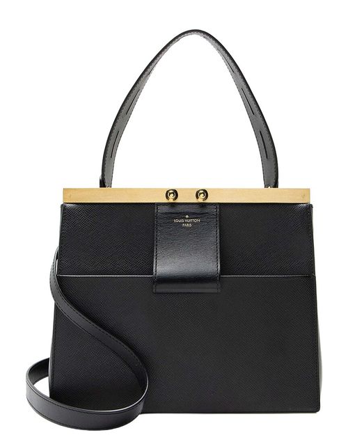Black Taiga Leather City Frame Top Handle (Authentic Pre-Loved)