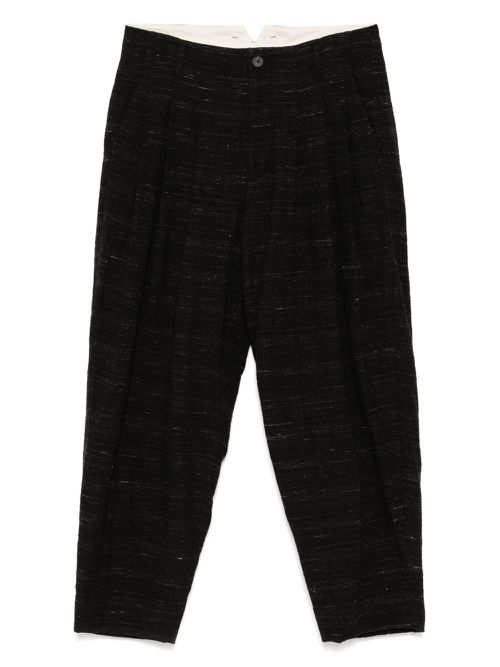 CALMLENCE triple pleated tapered trousers - Black