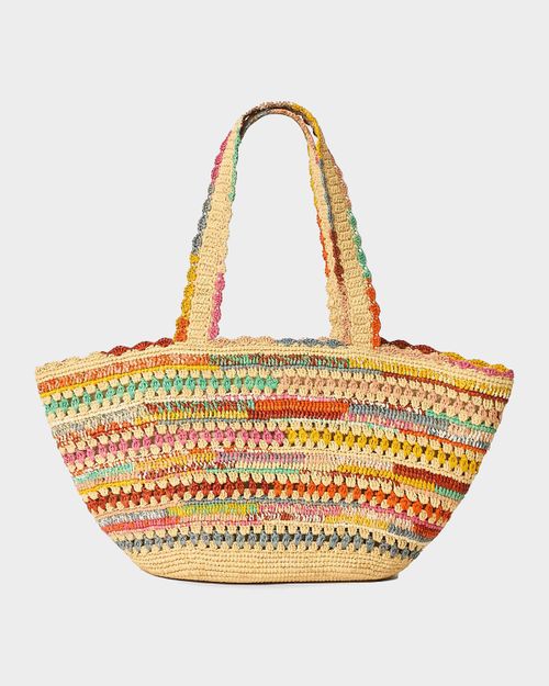 Ornella Striped Raffia Tote Bag
