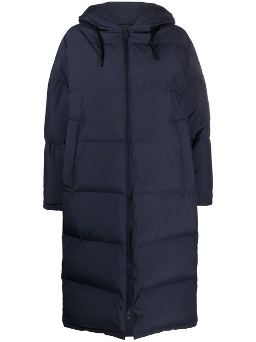 Hooded feather-padded coat - Blue