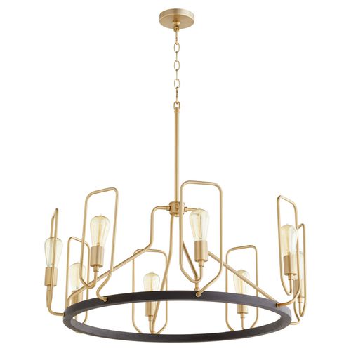 Howe 8-Light Chandelier in Textured Black w with Aged Bra