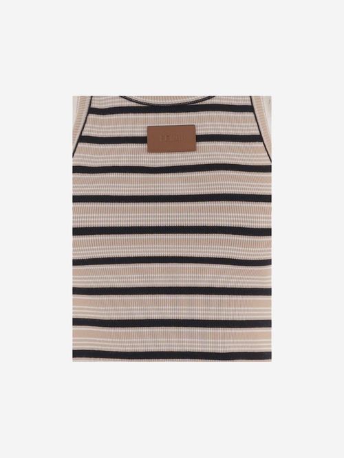 Striped Stretch Cotton Tank Top — Multicolor