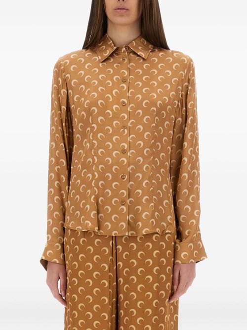 Crescent moon-print shirt - Neutrals
