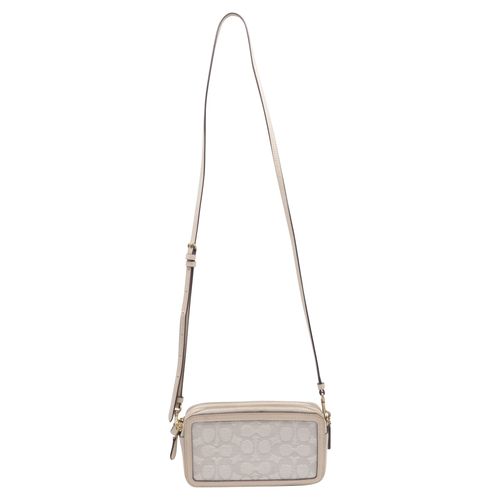 Kira Signature Jacquard Crossbody Bag in Ivory Canvas