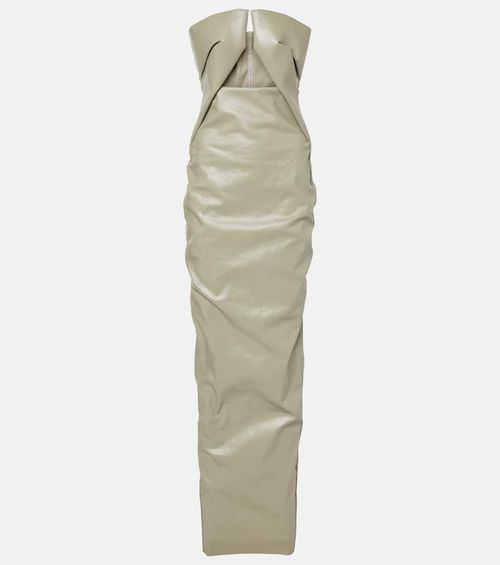 Prong cut-out coated denim gown