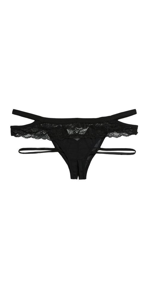 Lucy Elastic & Lace Panties Black