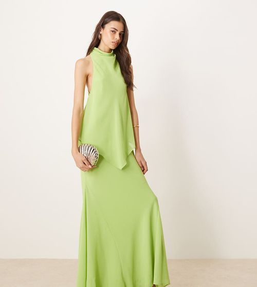 ASOS Tall | ASOS DESIGN Tall chiffon high neck double layer maxi dress in  lime-Green | Realry