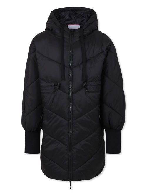 Chevron-quilted coat - Black