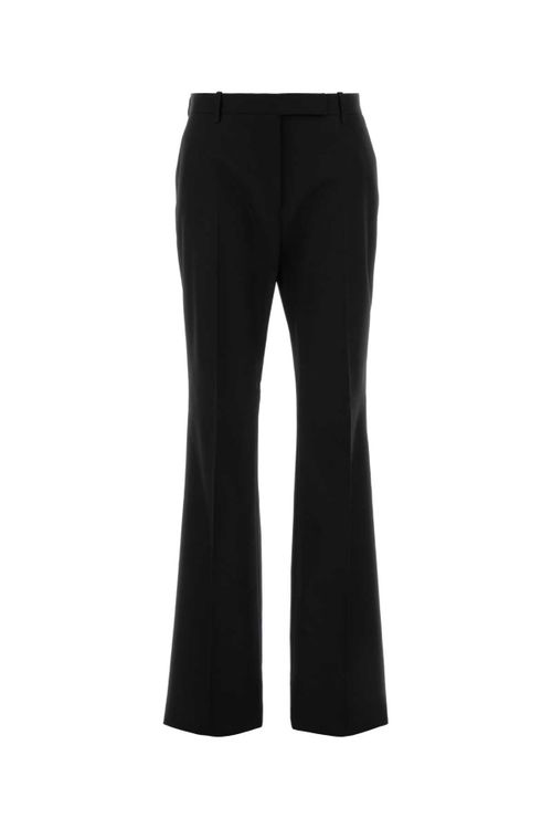 Wool-Silk Blend Trousers — Black