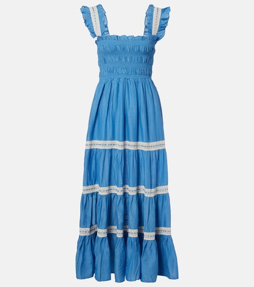 Aubrie lace-trimmed cotton voile midi dress