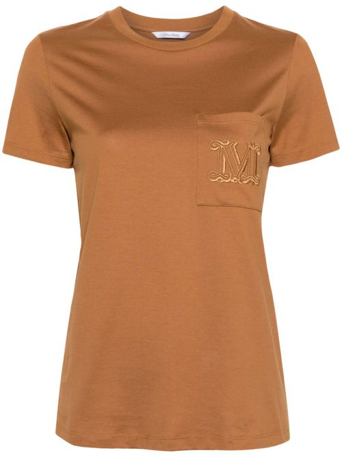 Logo-embroidered cotton T-shirt - Brown
