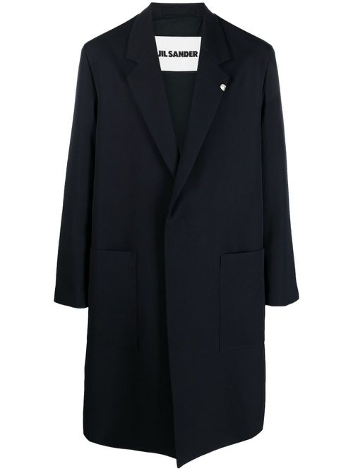 Single-breasted wool coat - Blue