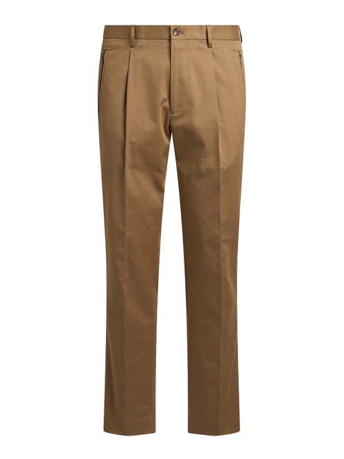 Khaki Stretch Cotton Gabardine Trousers