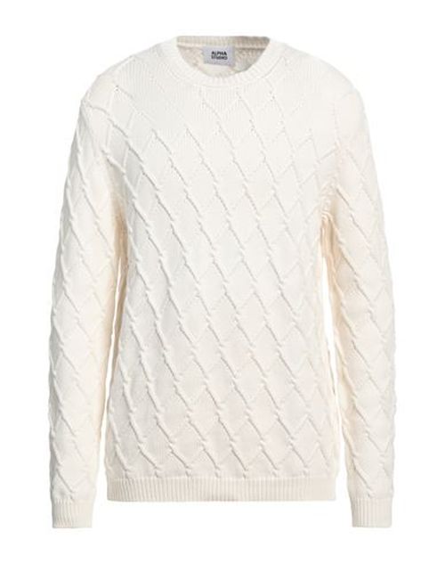 Alpha Studio Man Sweater Off white Size 42 Cotton, Polyamide