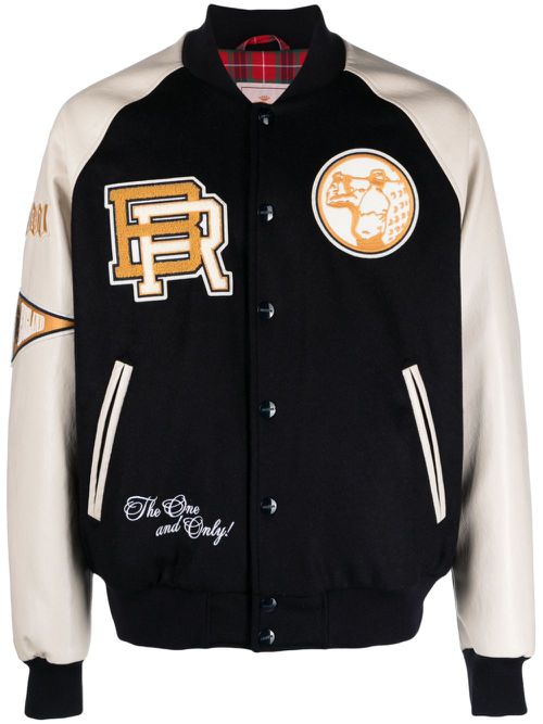 Patch-detail bomber jacket - Blue