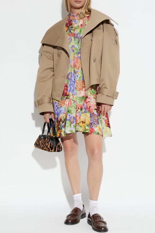 Cotton Dress With Floral Motif, Women's, Multicolour